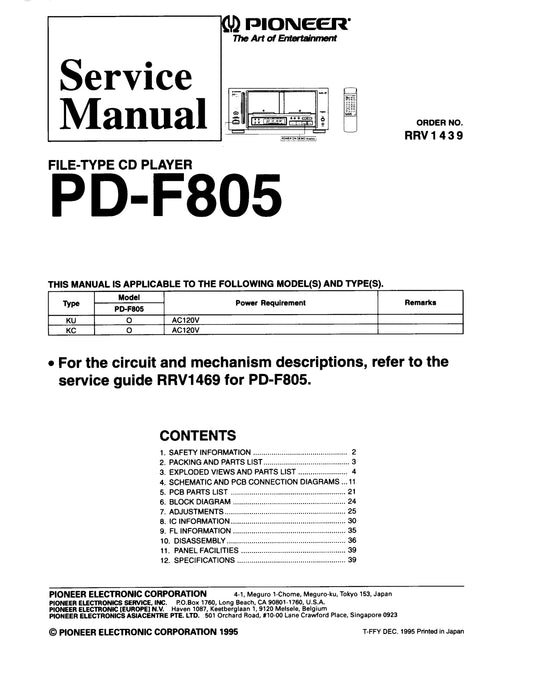 Pioneer PD-F805 CD Player Service Manual (Pages: 31)