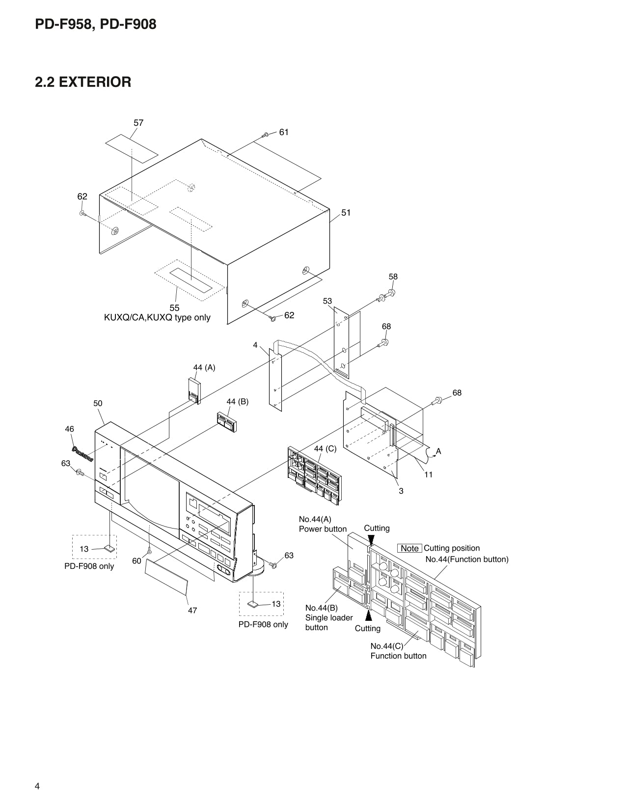 Pioneer PD-F908 & PD-F958 CD Player Service Manual (Pages: 51)