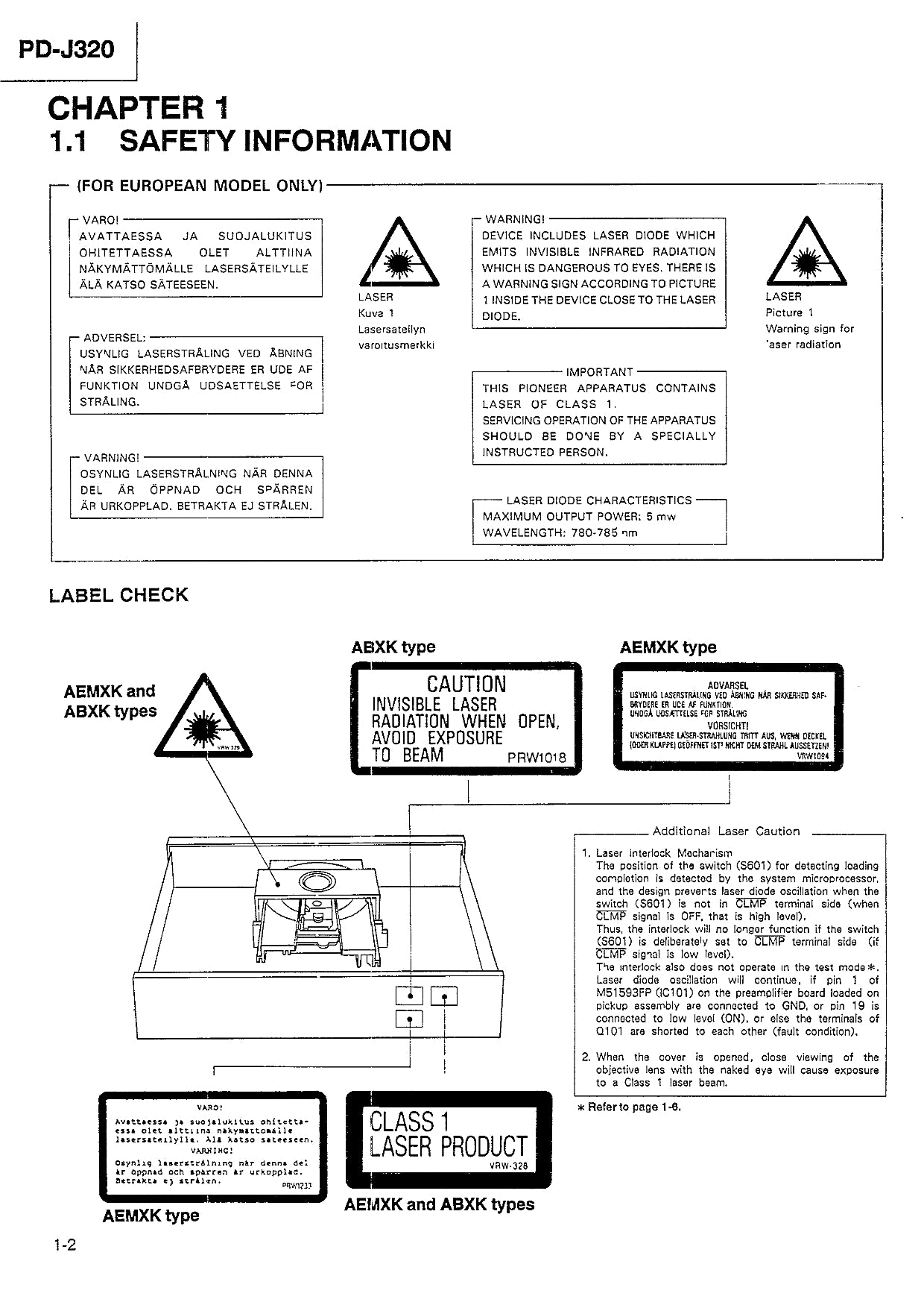 Pioneer PD-J320 CD Player Service Manual (Pages: 24)