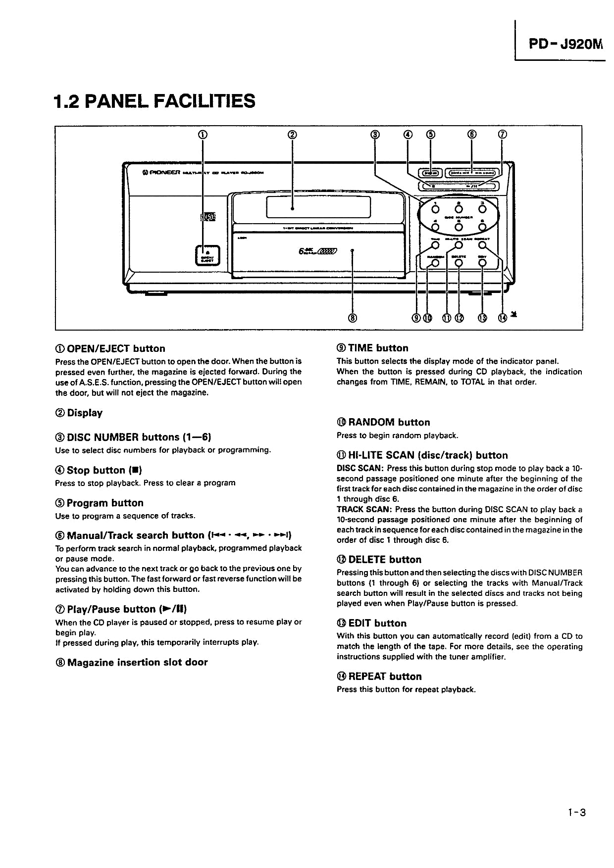 Pioneer PD-J920M CD Player Service Manual (Pages: 24)