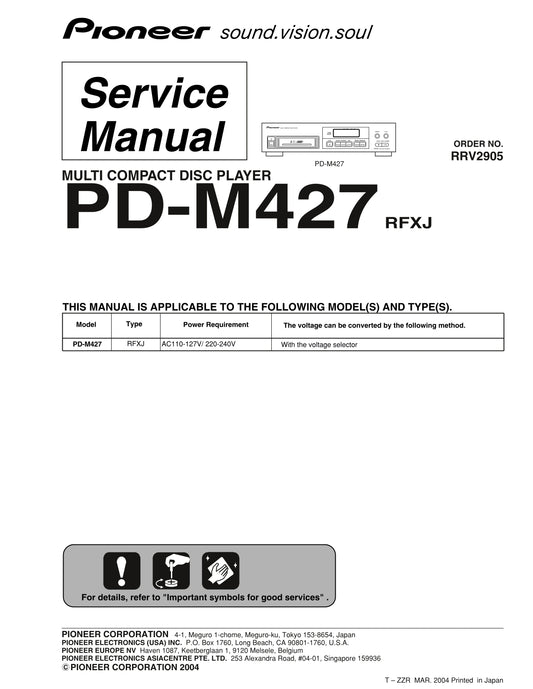 Pioneer PD-M427 CD Player Service Manual (Pages: 32)