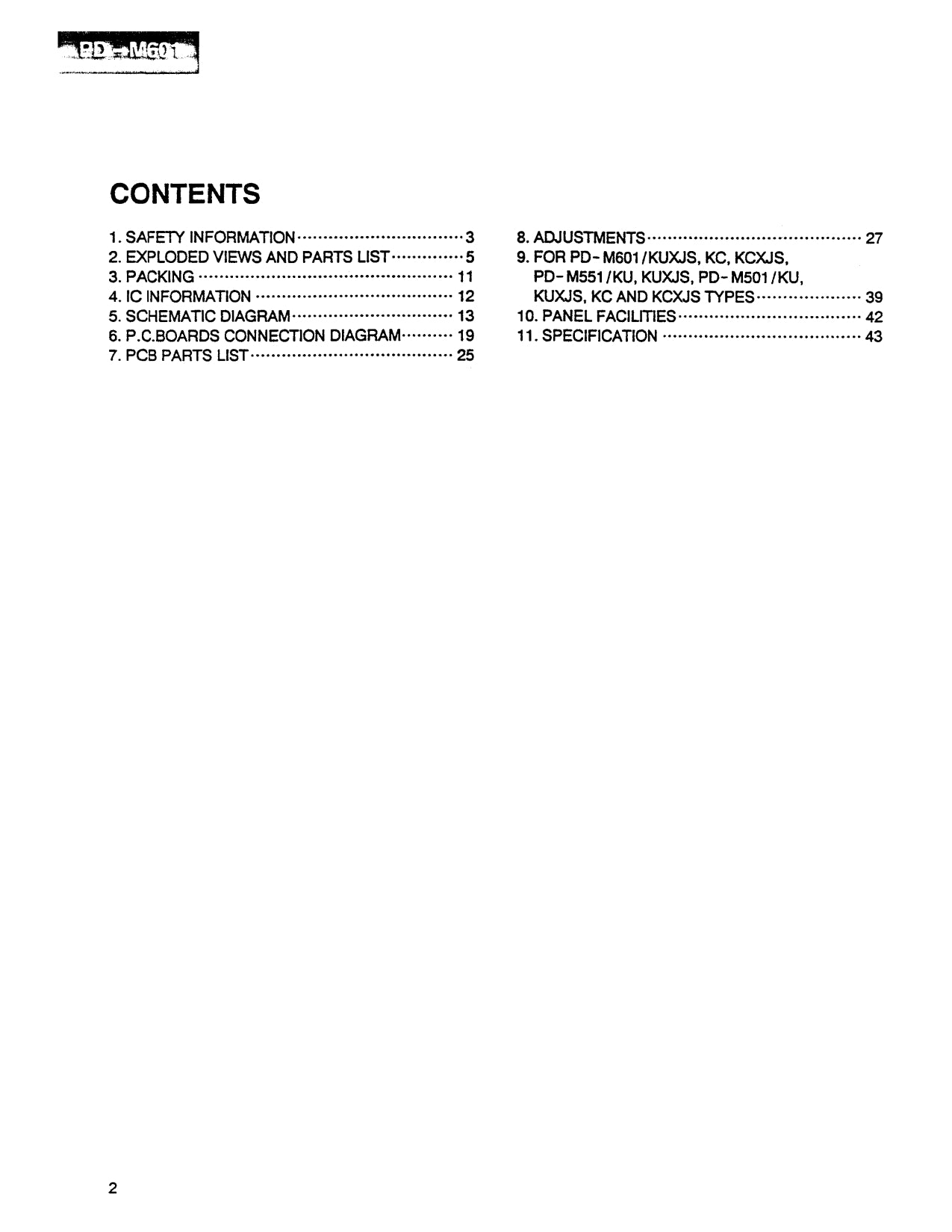 Pioneer PD-M501, PD-M551 & PD-M601 CD Player Service Manual (Pages: 34)