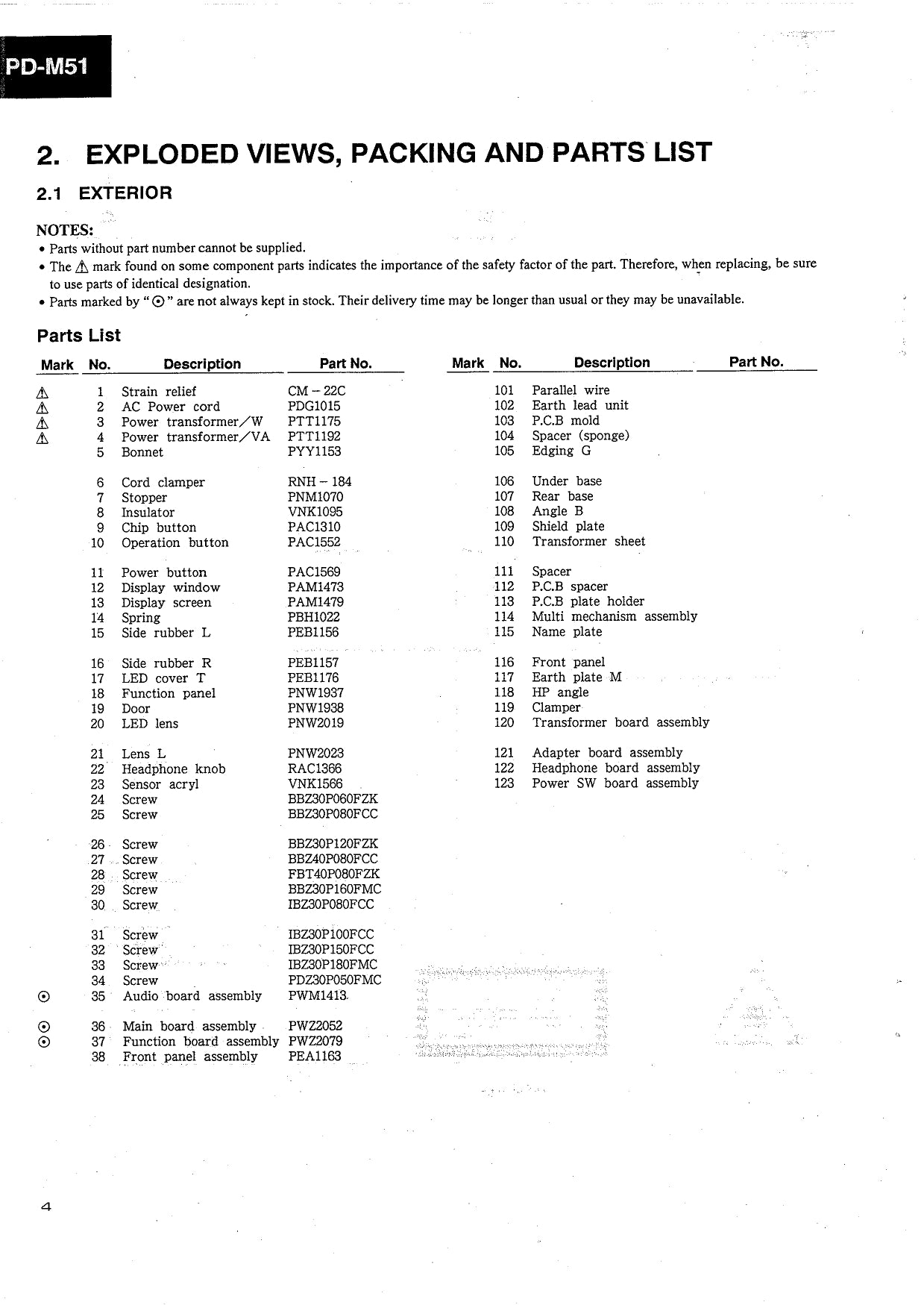 Pioneer PD-M51 & PD-M750 CD Player Service Manual (Pages: 82)