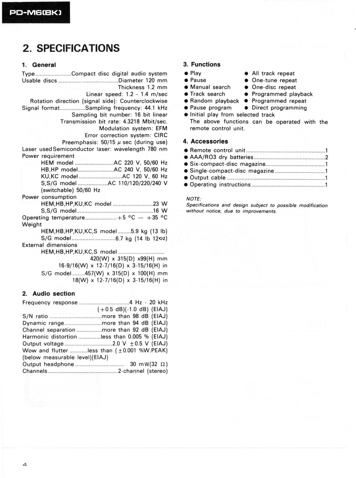Pioneer PD-M6 CD Player Service Manual (Pages: 118)