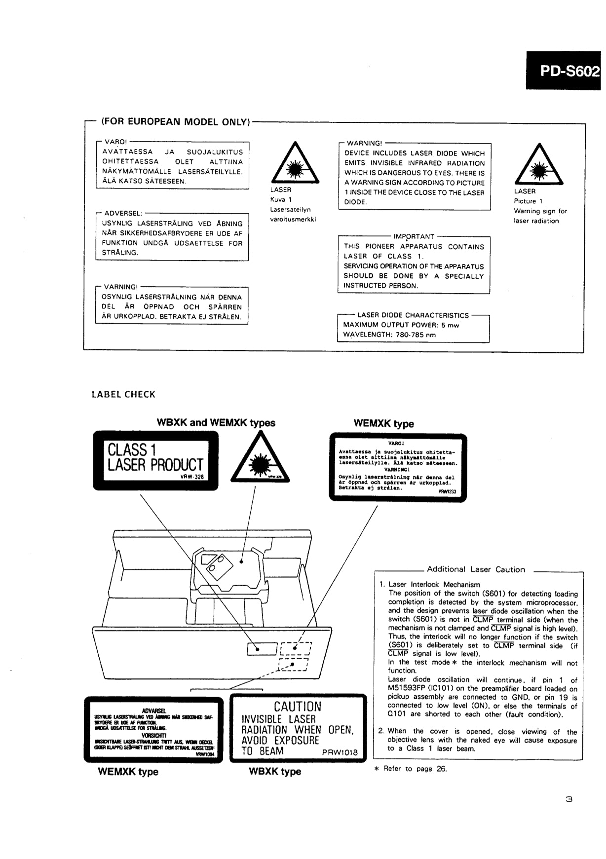 Pioneer PD-S602 CD Player Service Manual (Pages: 38)