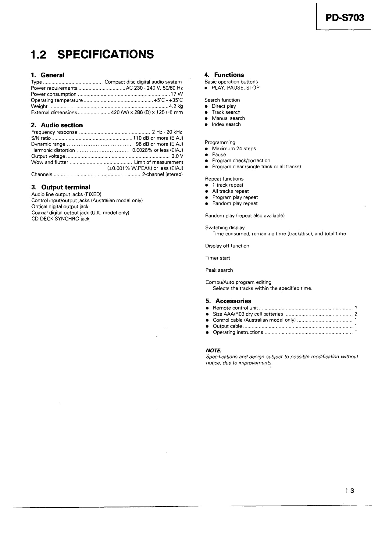 Pioneer PD-S703 CD Player Service Manual (Pages: 29)
