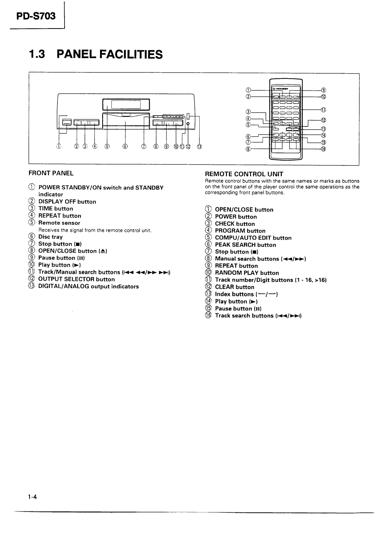Pioneer PD-S703 CD Player Service Manual (Pages: 29)