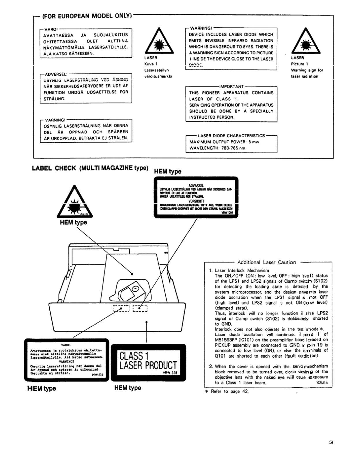 Pioneer PD-TM3 CD Player Service Manual (Pages: 41)