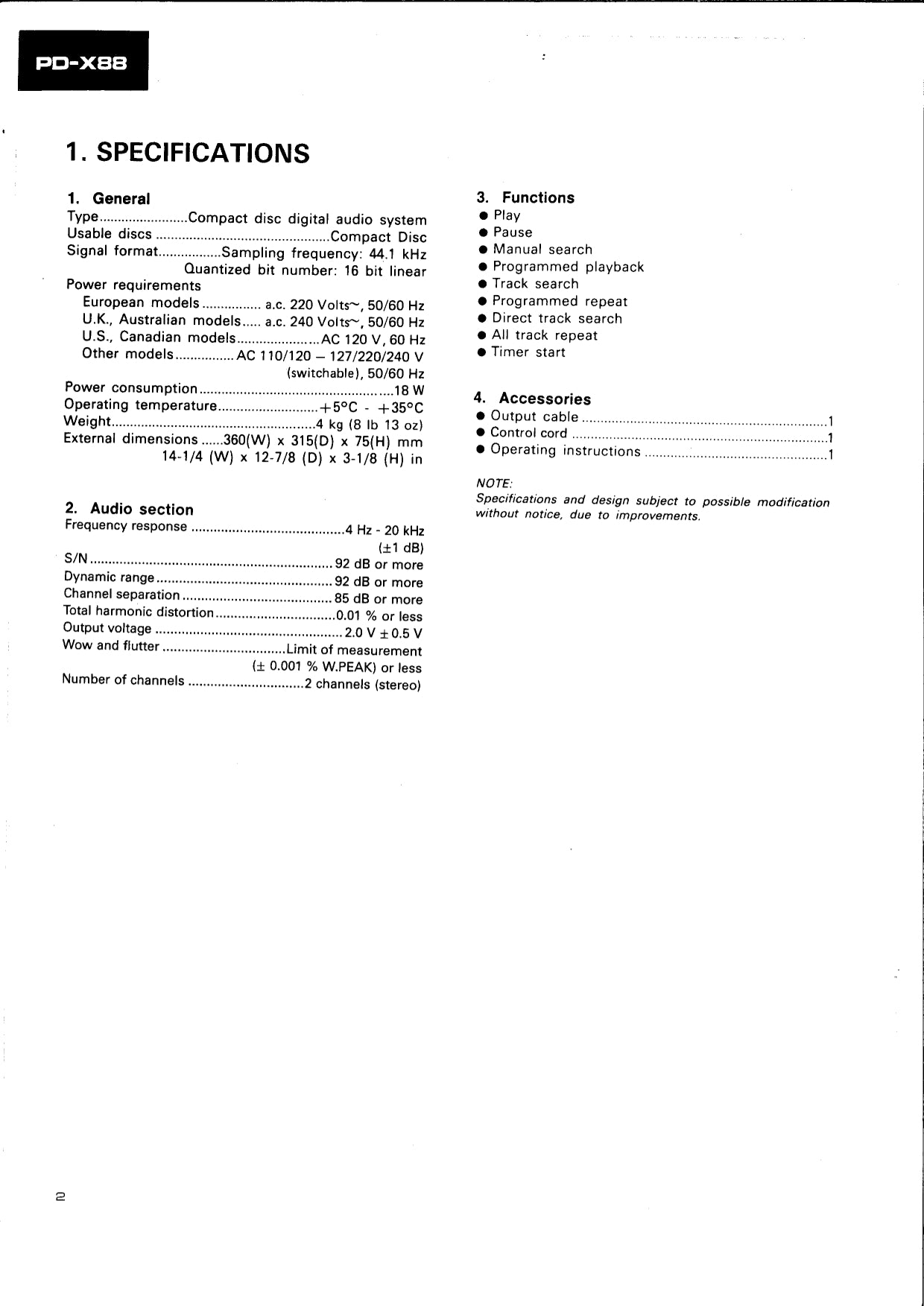 Pioneer PD-X88 CD Player Service Manual (Pages: 64)