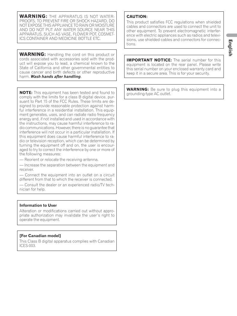 Pioneer PDP4214HD PDP42A3HD Audio System Operating Manual