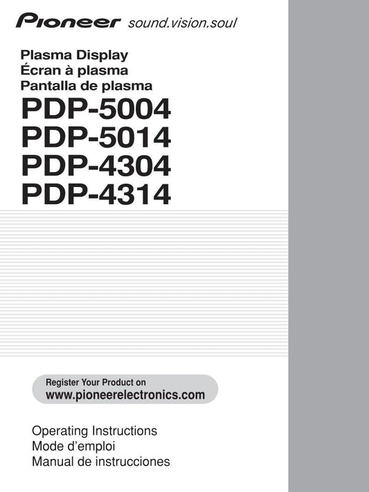 Pioneer PDP4304 PDP4312 PDP4314 Audio System Operating Manual