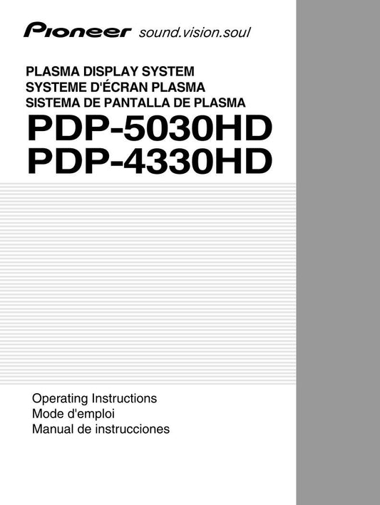 Pioneer PDP4330HD PDP5030HD Audio System Operating Manual