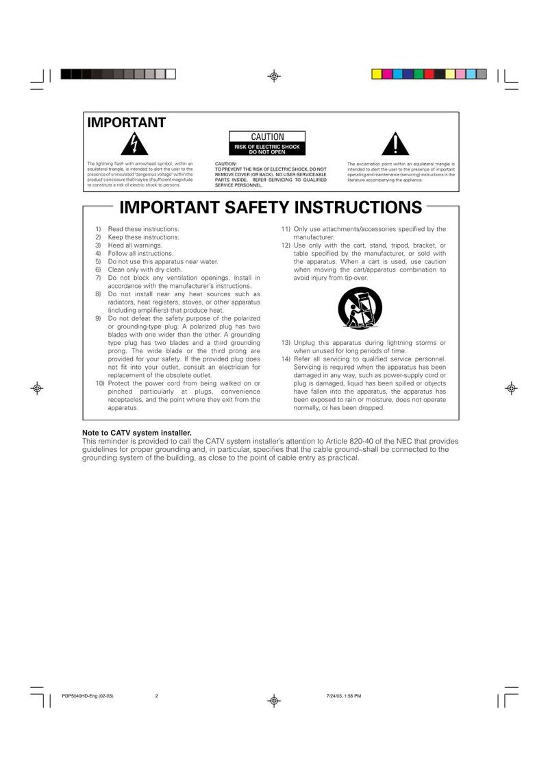 Pioneer PDP4340HD PDP5040HD Monitor Operating Manual