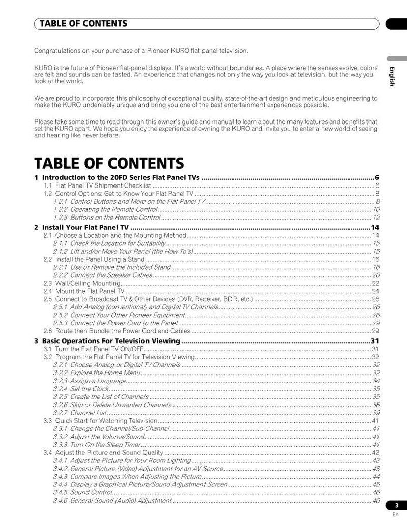 Pioneer PDP5020FD PDP6020FD Audio System Operating Manual