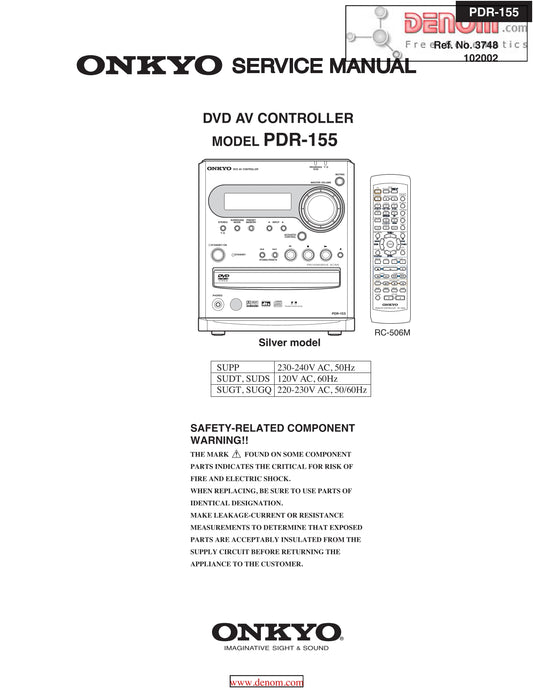Onkyo PDR-155 DVD Player Controller Service Manual (Pages: 99)