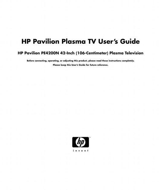HP LT3200 LT3700 LT4200 PC Media Center System Operating Manual