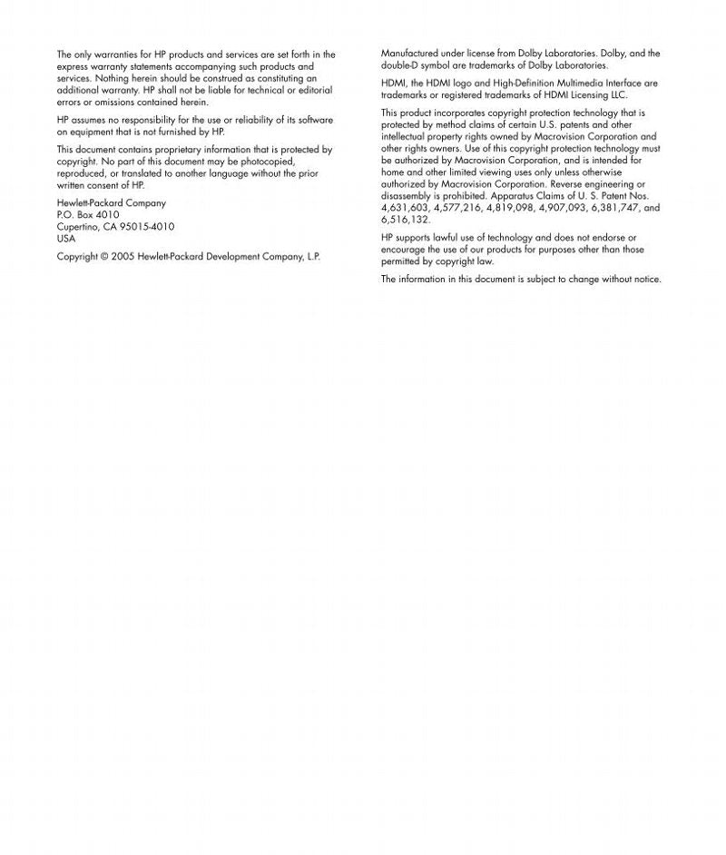 HP LT3200 LT3700 LT4200 PC Media Center System Operating Manual