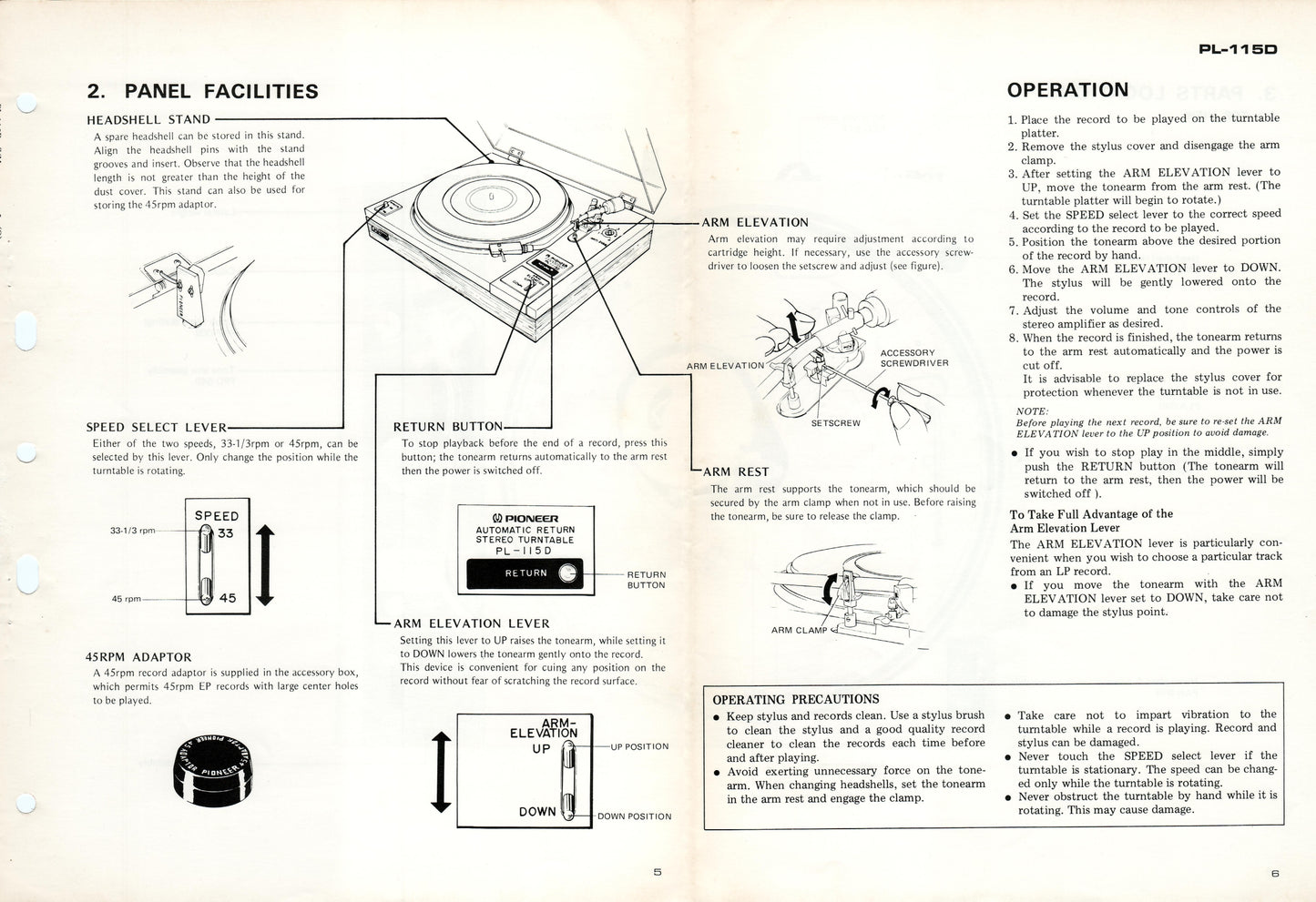 Pioneer PL-115D Turntable Service Manual (Pages: 13)
