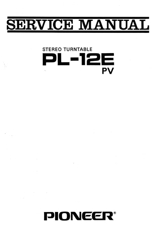 Pioneer PL-12E Turntable Service Manual (Pages: 15)