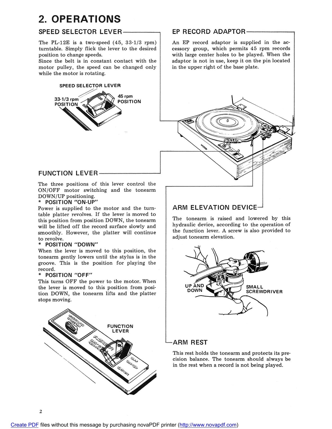 Pioneer PL-12E Turntable Service Manual (Pages: 15)