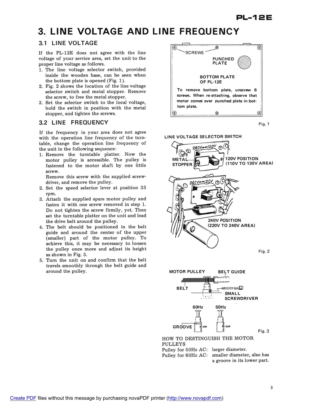 Pioneer PL-12E Turntable Service Manual (Pages: 15)