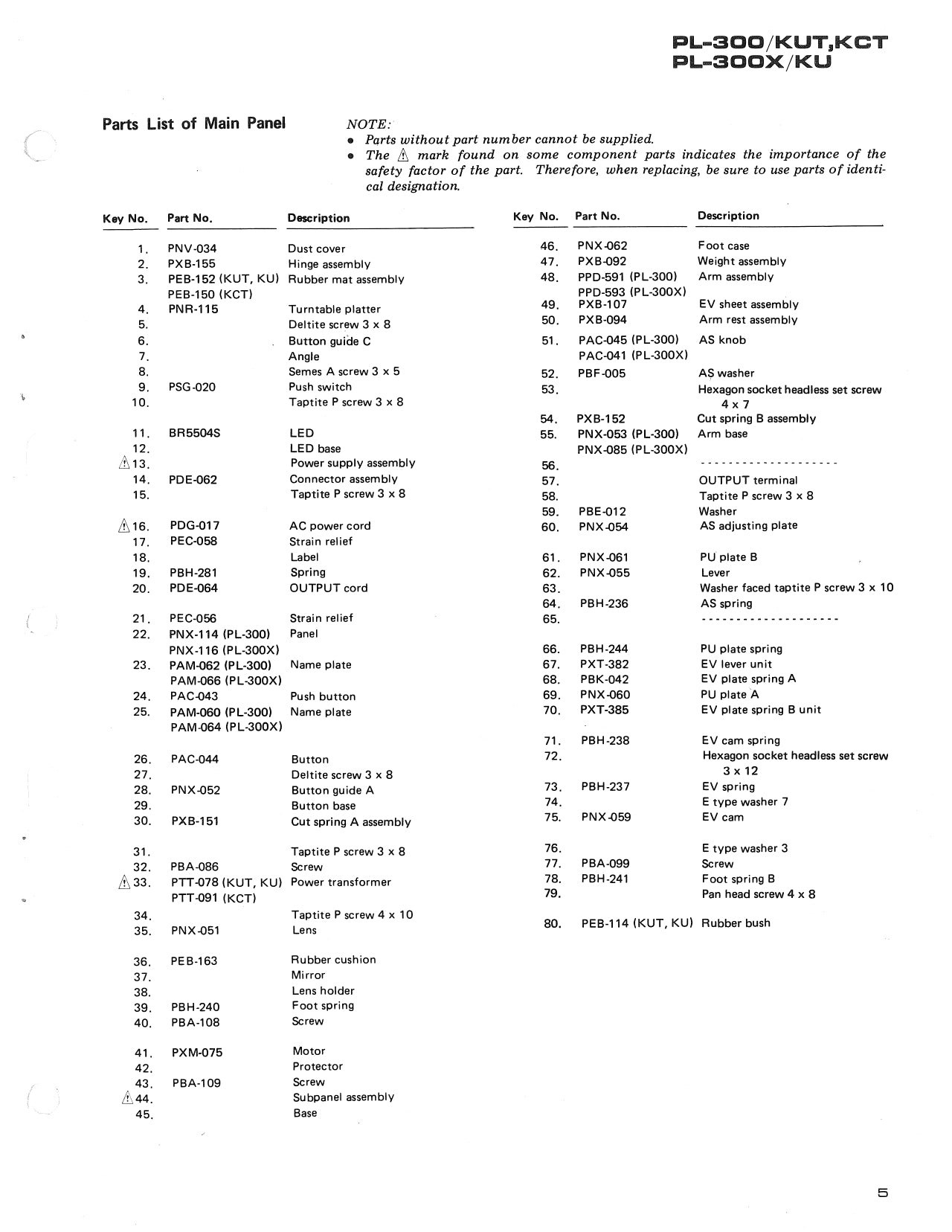 Pioneer PL-300 & PL-300X Turntable Service Manual (Pages: 10)