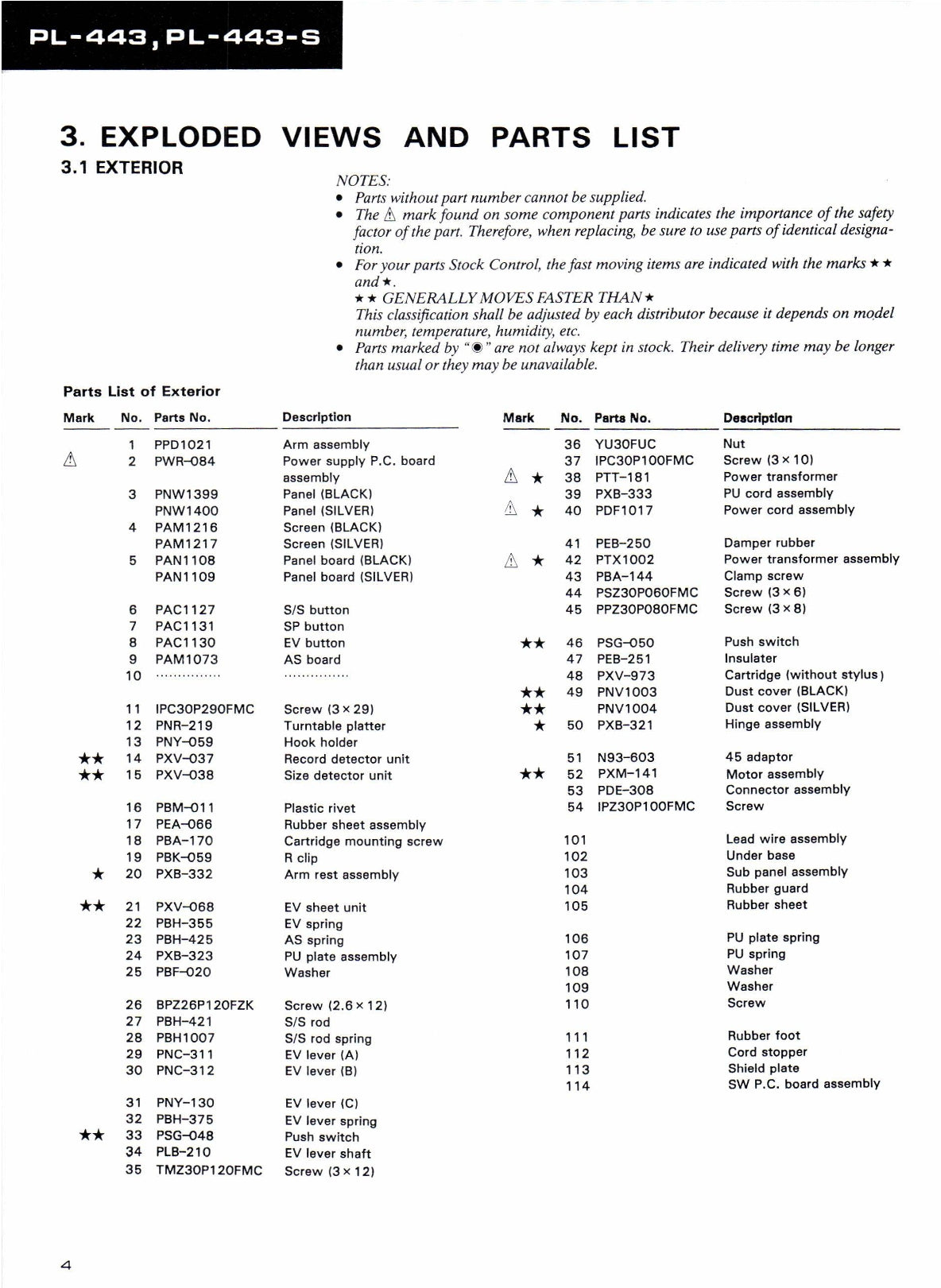 Pioneer PL-443 Turntable Service Manual (Pages: 16)
