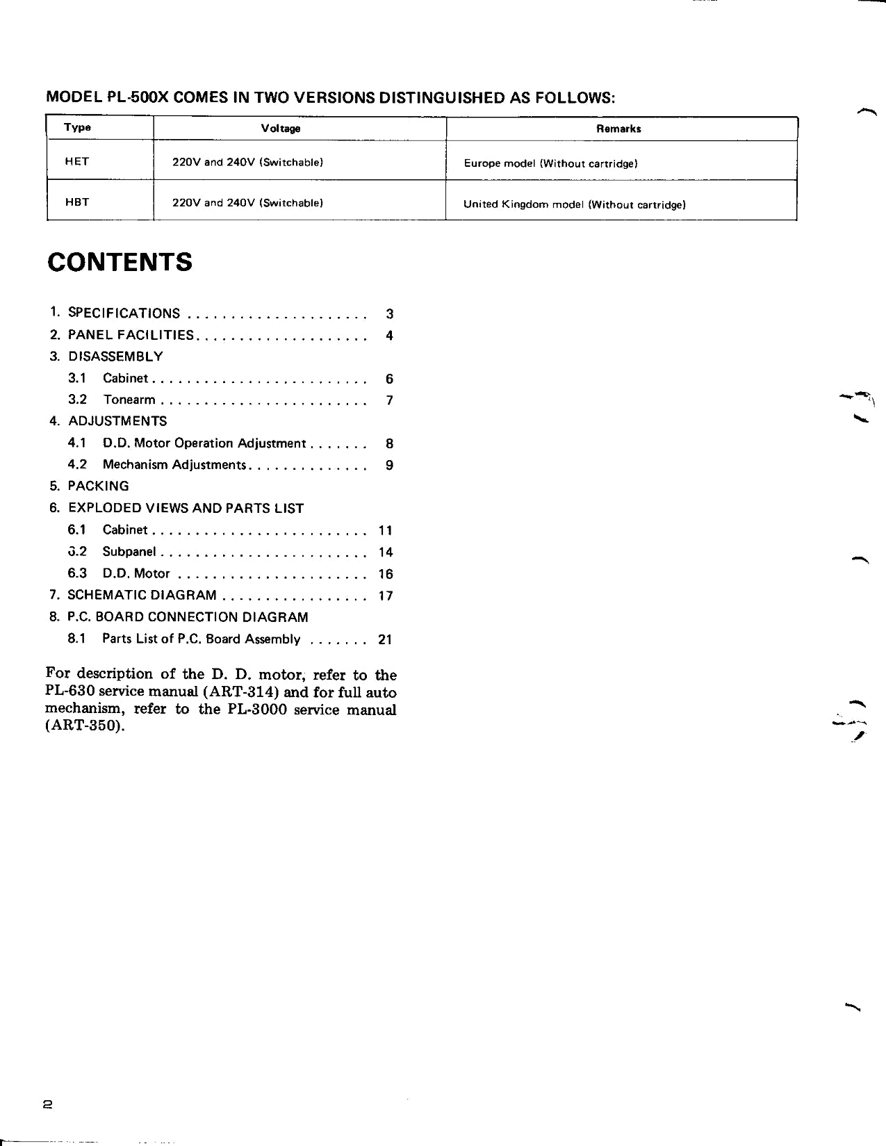 Pioneer PL-500X Turntable Service Manual (Pages: 19)