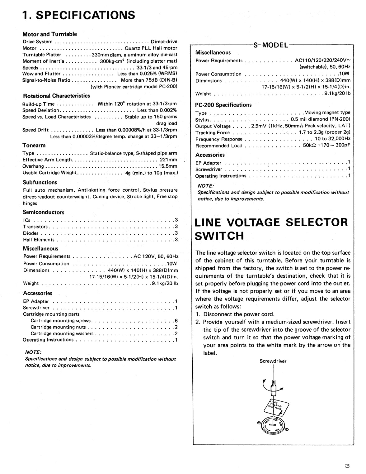 Pioneer PL-500 Turntable Service Manual (Pages: 22)