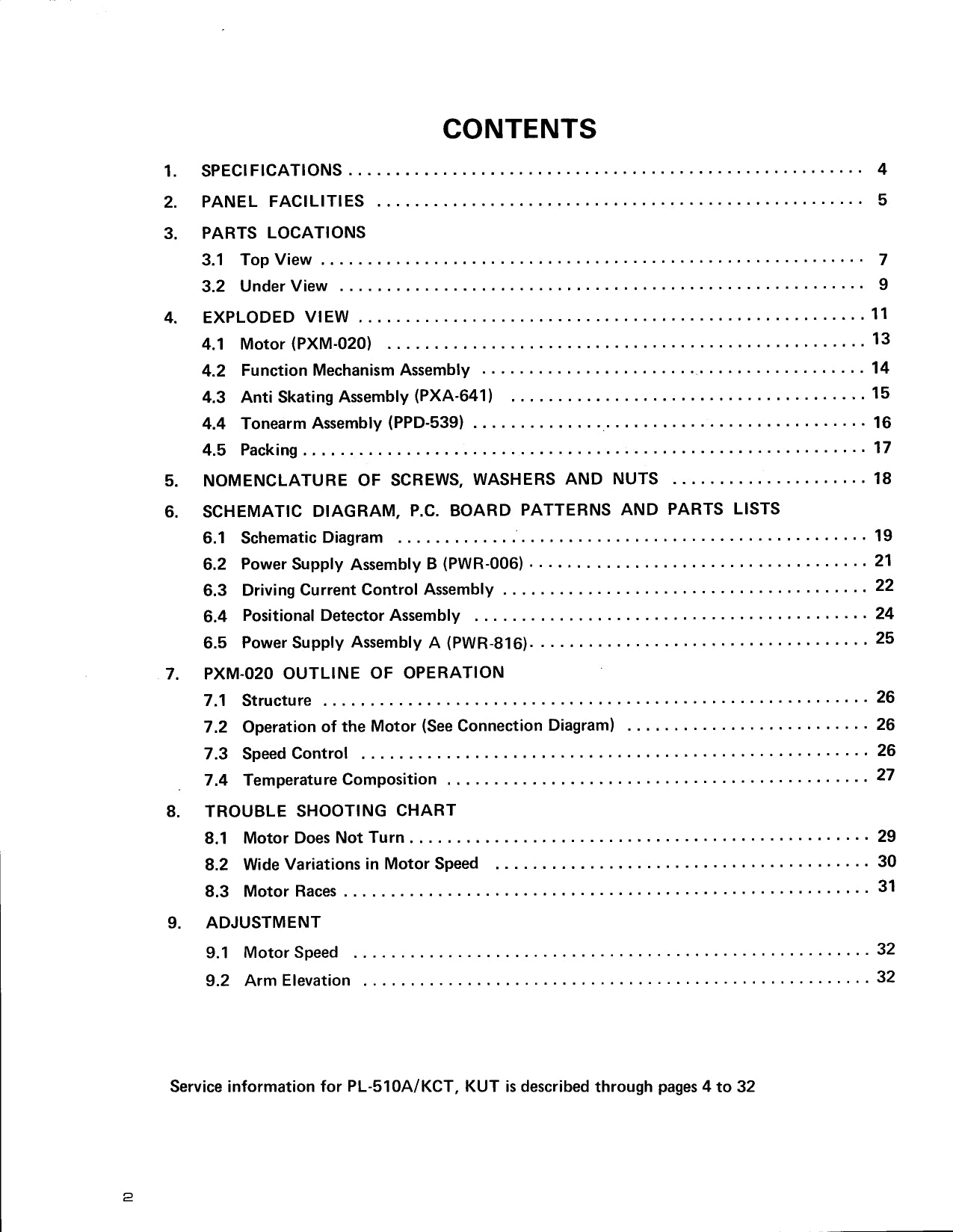 Pioneer PL-510A Turntable Service Manual (Pages: 32)