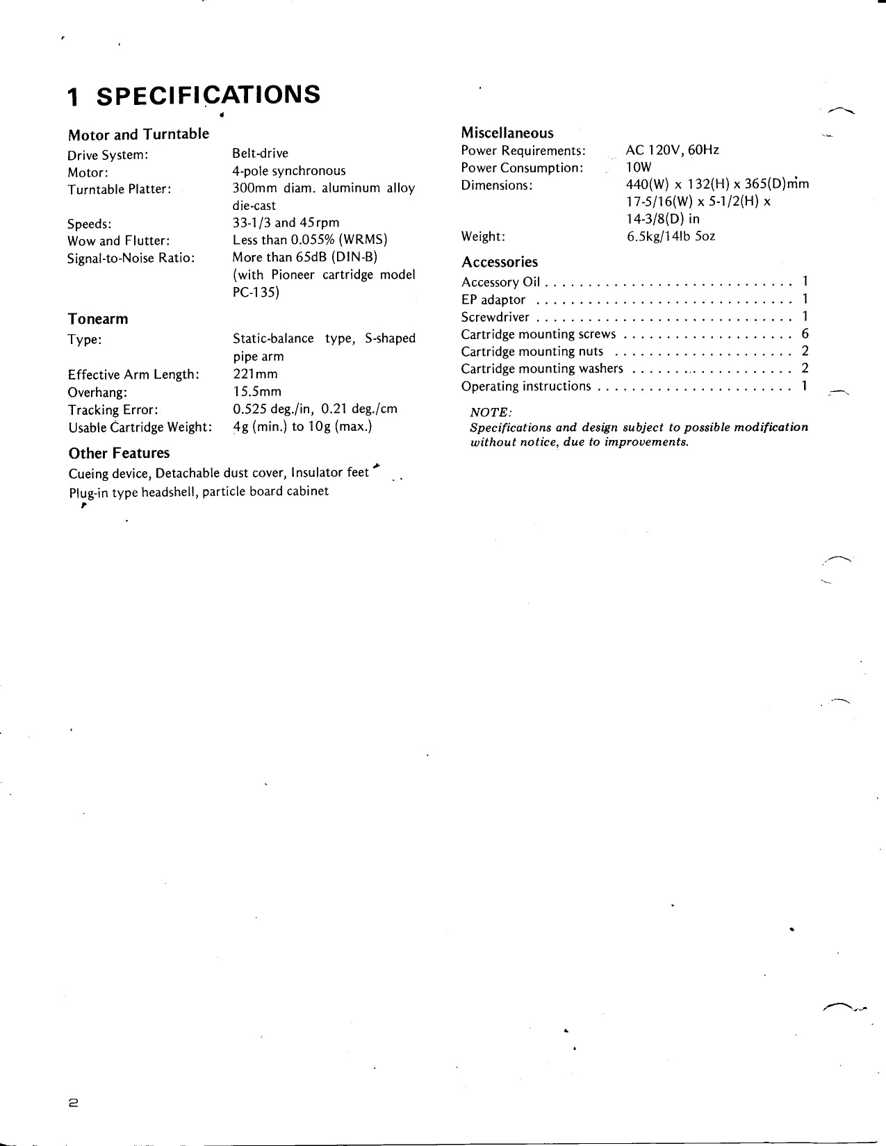 Pioneer PL-512 Stereo Turntable Owner & Service Manual (Pages: 16)