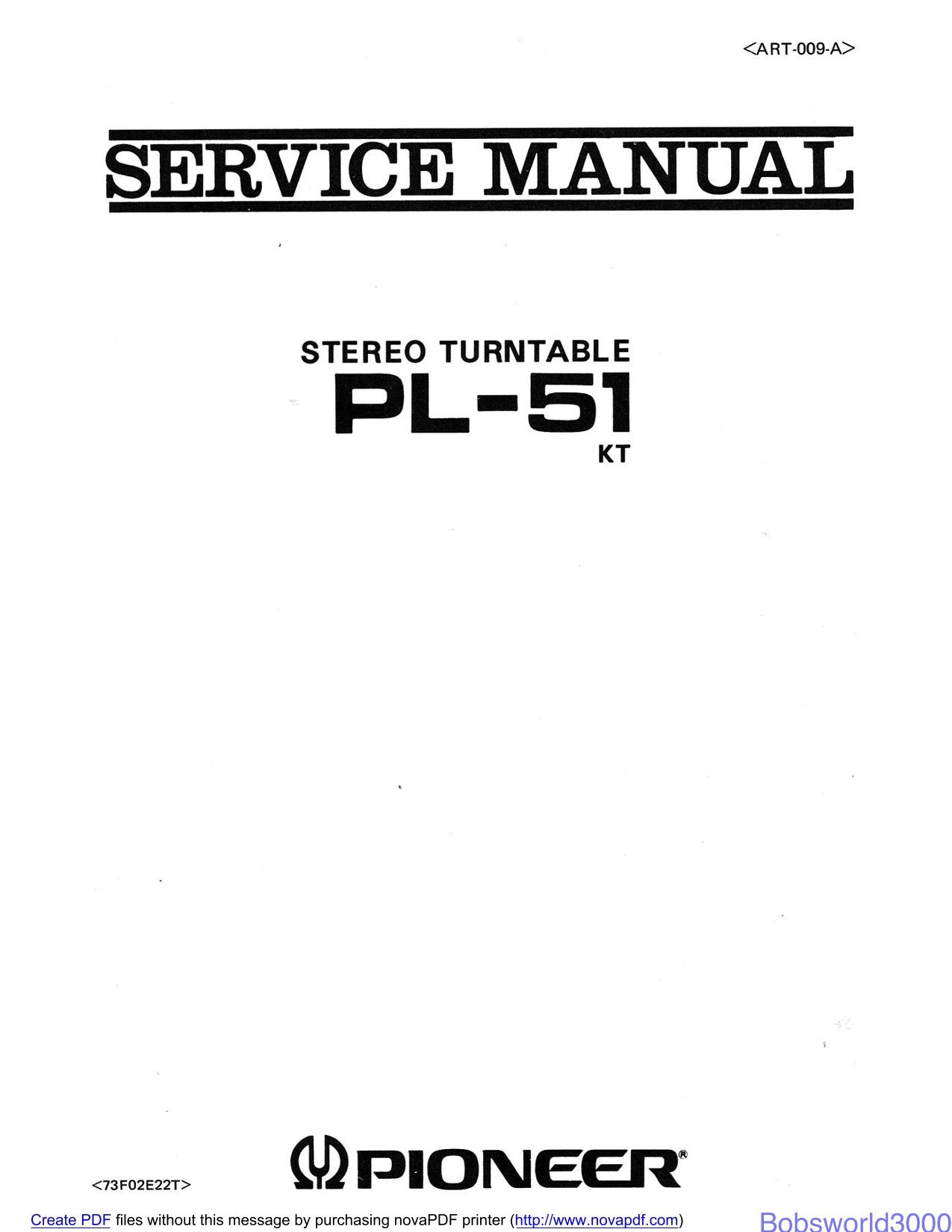 Pioneer PL-51 Turntable Service Manual (Pages: 16)