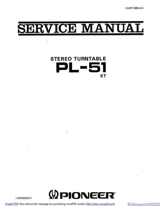Pioneer PL-51 Turntable Service Manual (Pages: 16)