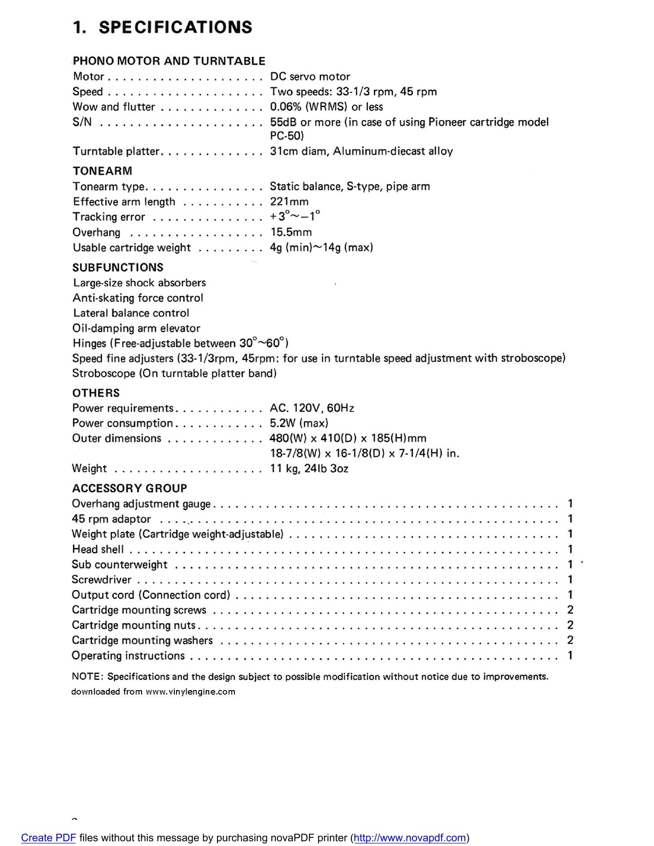 Pioneer PL-51 Turntable Service Manual (Pages: 16)