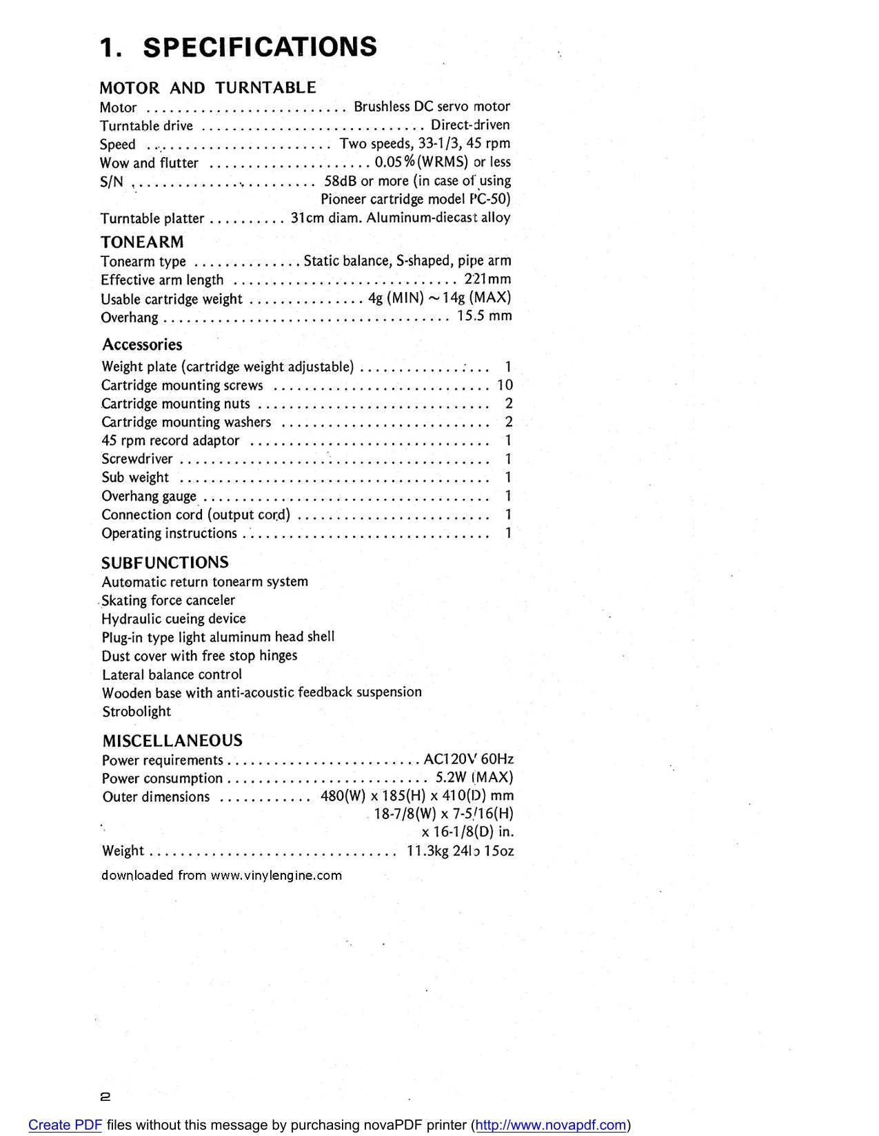 Pioneer PL-55X Turntable Service Manual (Pages: 26)