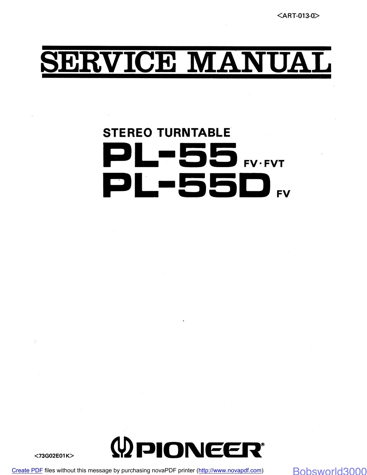 Pioneer PL-55 & PL-55D Turntable Service Manual (Pages: 25)