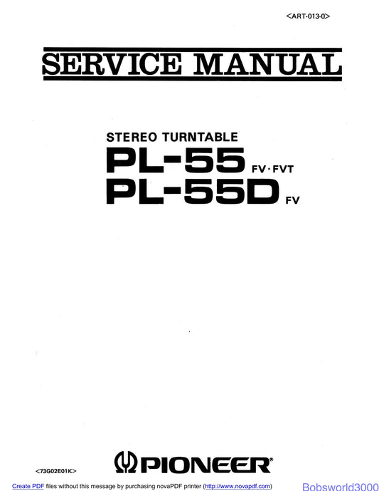 Pioneer PL-55 & PL-55D Turntable Service Manual (Pages: 25)
