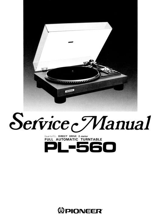 Pioneer PL-560 Turntable Service Manual (Pages: 30)