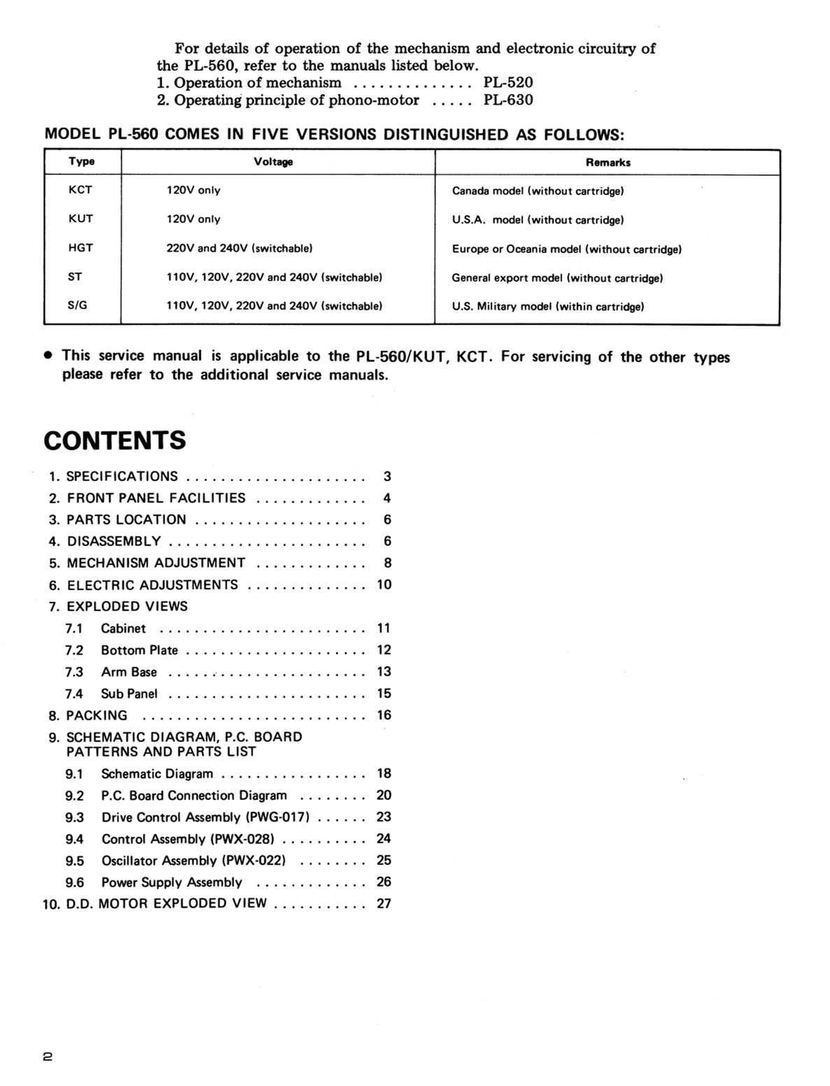 Pioneer PL-560 Turntable Service Manual (Pages: 30)