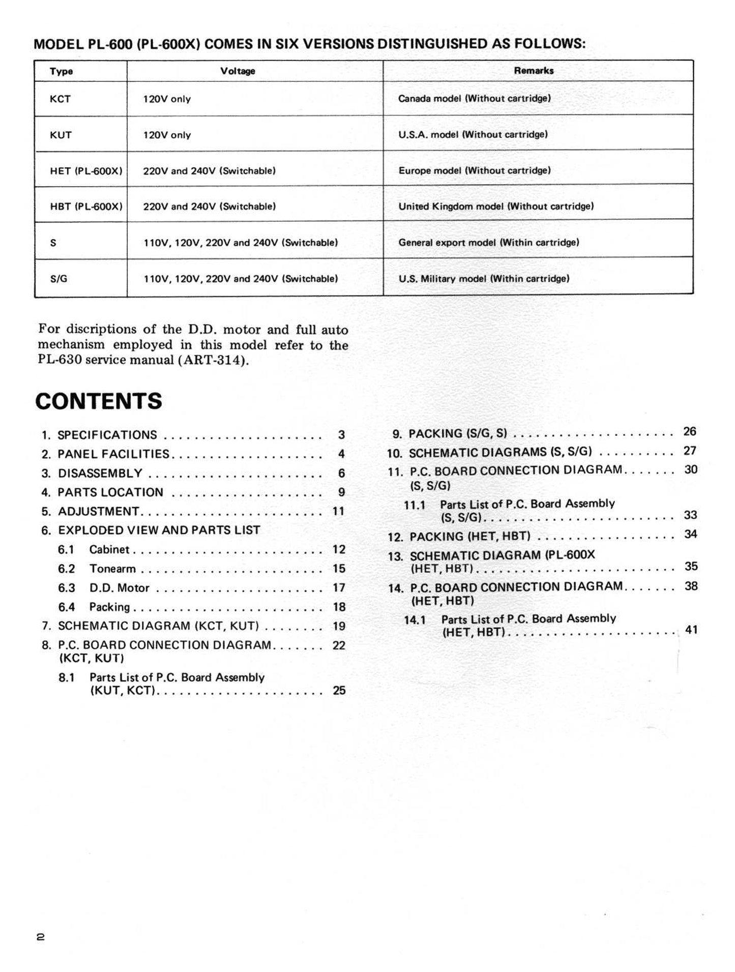 Pioneer PL-600 & PL-600X Turntable Service Manual (Pages: 30)