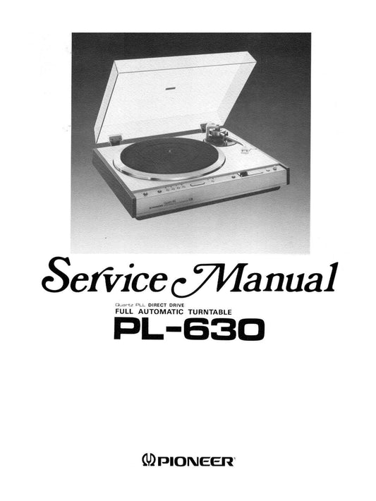 Pioneer PL-630 Turntable Service Manual (Pages: 41)