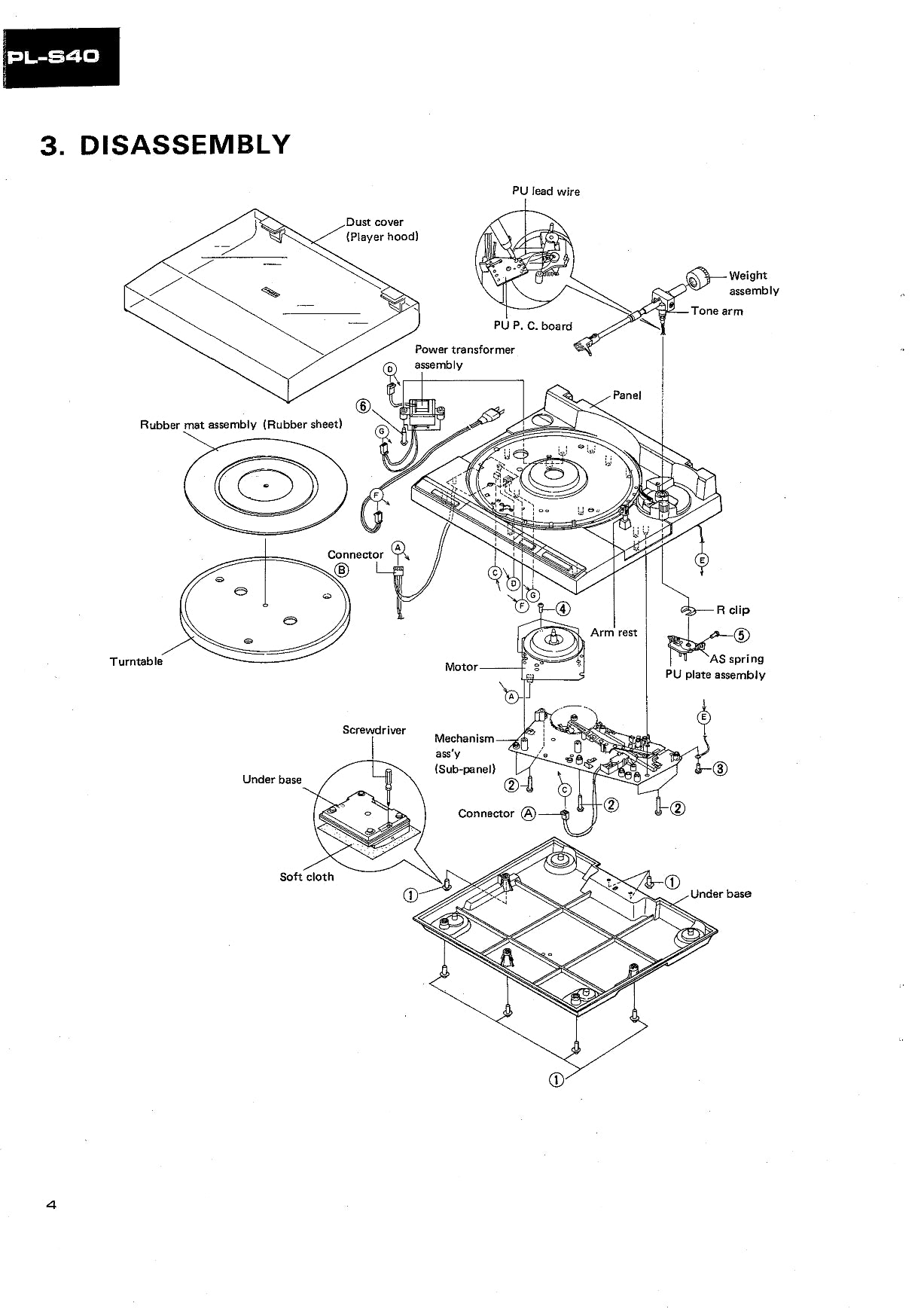 Pioneer PL-640 & PL-S40 Turntable Service Manual (Pages: 26)