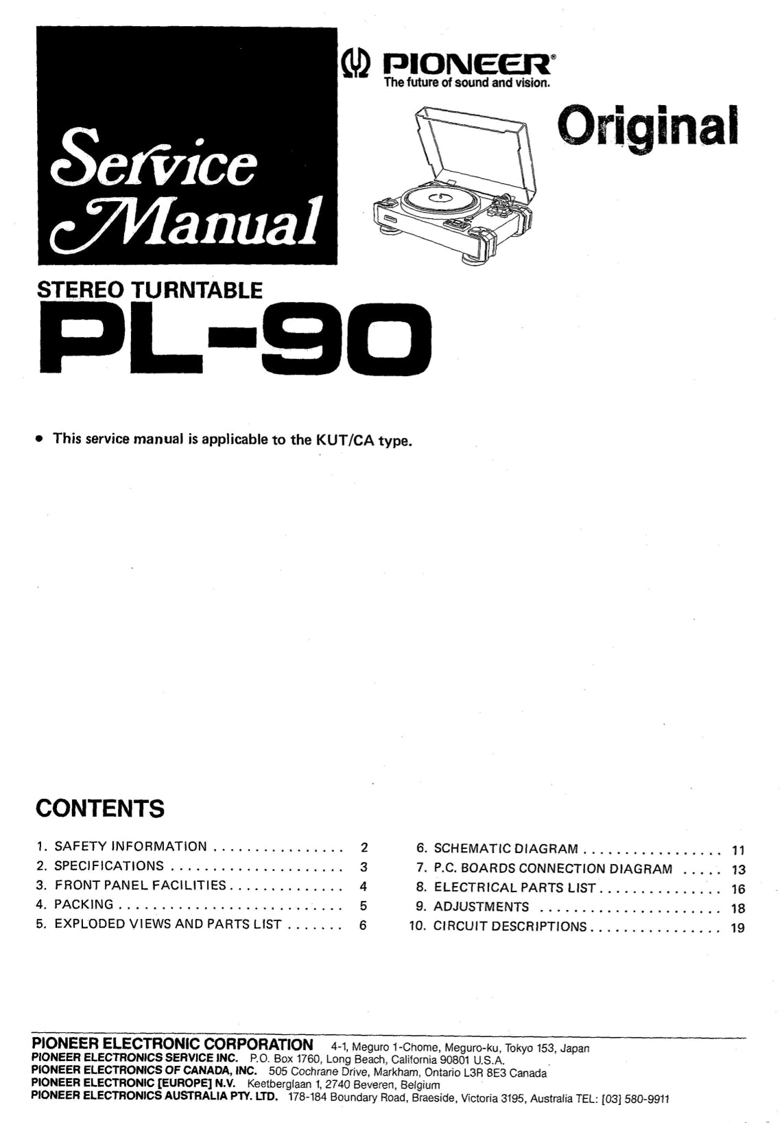 Pioneer PL-90 Turntable Service Manual (Pages: 25)