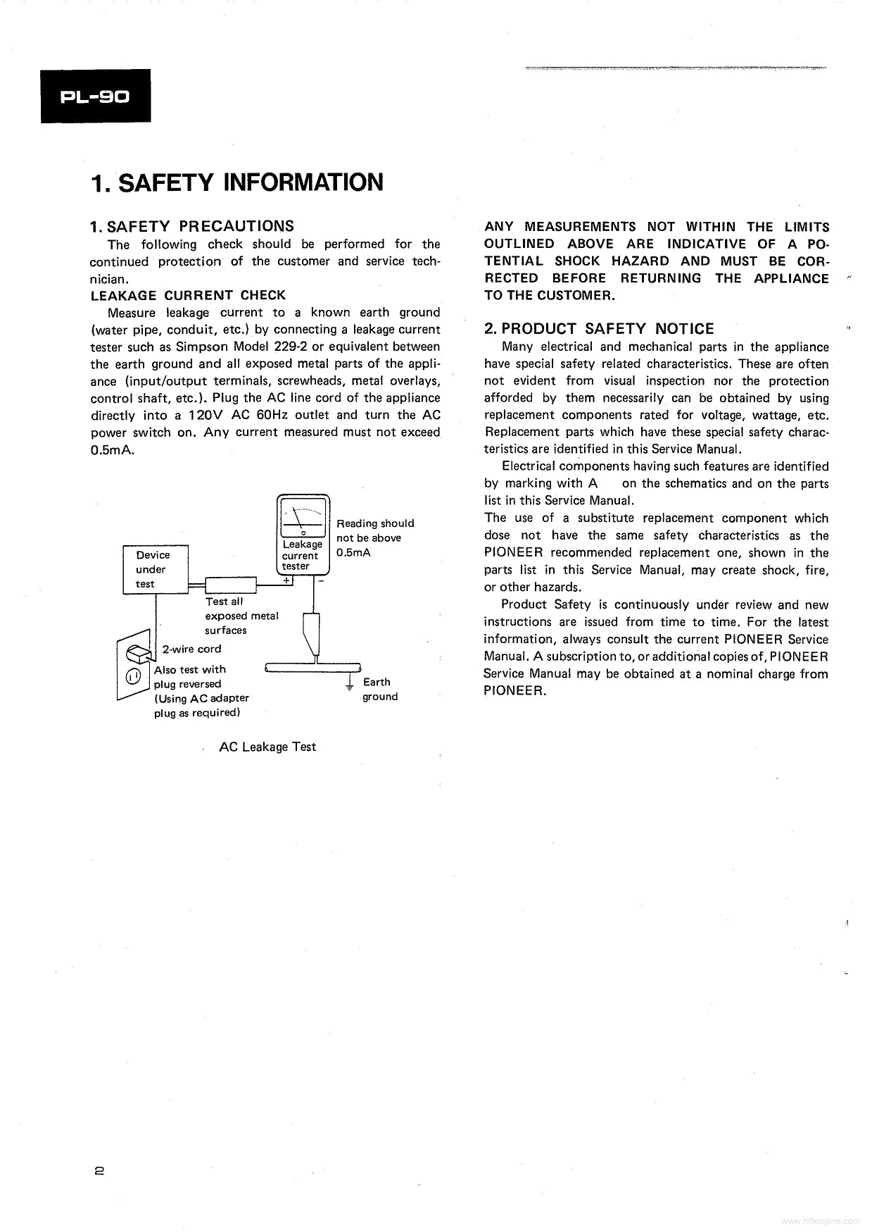 Pioneer PL-90 Turntable Service Manual (Pages: 25)