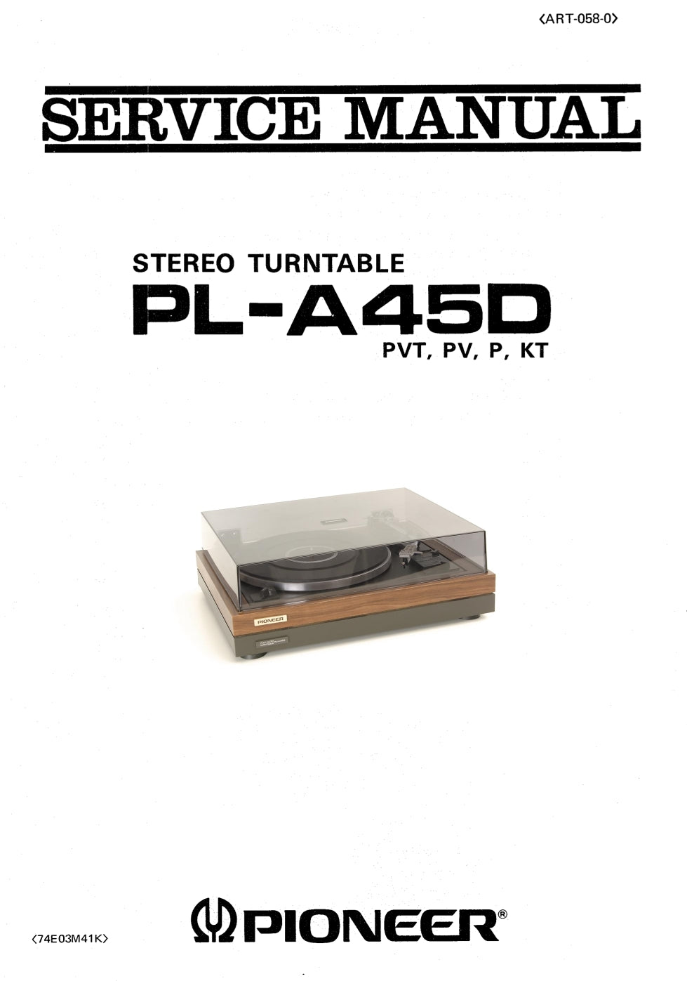 Pioneer PL-A45D Turntable Service & Owner Manual (Pages: 37)