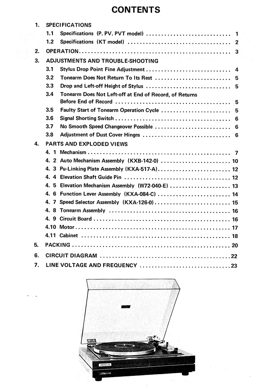Pioneer PL-A45D Turntable Service & Owner Manual (Pages: 37)