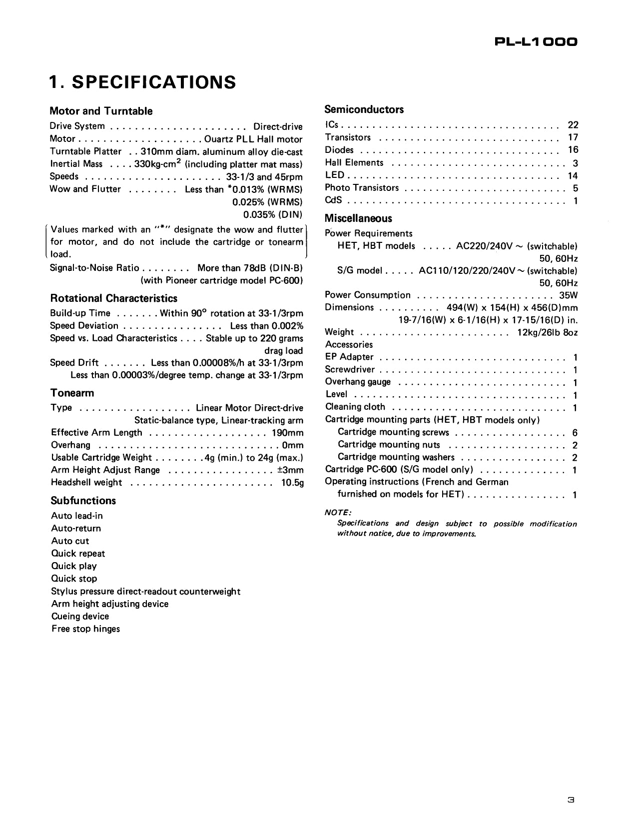 Pioneer PL-L1000 Turntable Service Manual (Pages: 68)