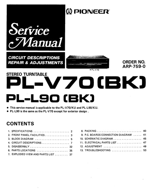 Pioneer PL-L90 & PL-V70 Turntable Service Manual (Pages: 51)
