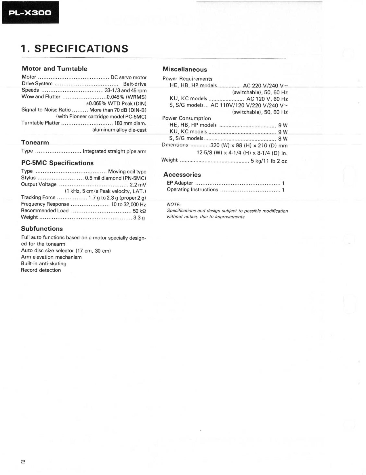Pioneer PL-X300 Turntable Service Manual (Pages: 41)