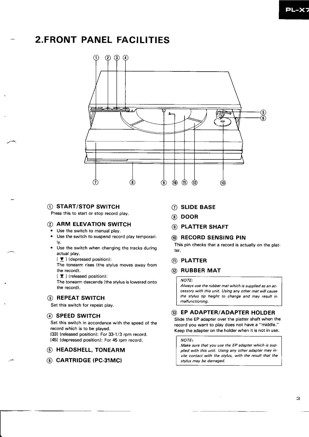 Pioneer PL-X7 Turntable Service Manual (Pages: 35)